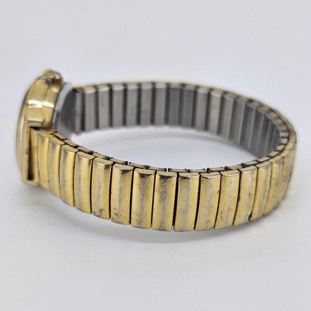 24MM Women's‎ Watch Gray Dial Gold Case Expandable Band Date 5.75